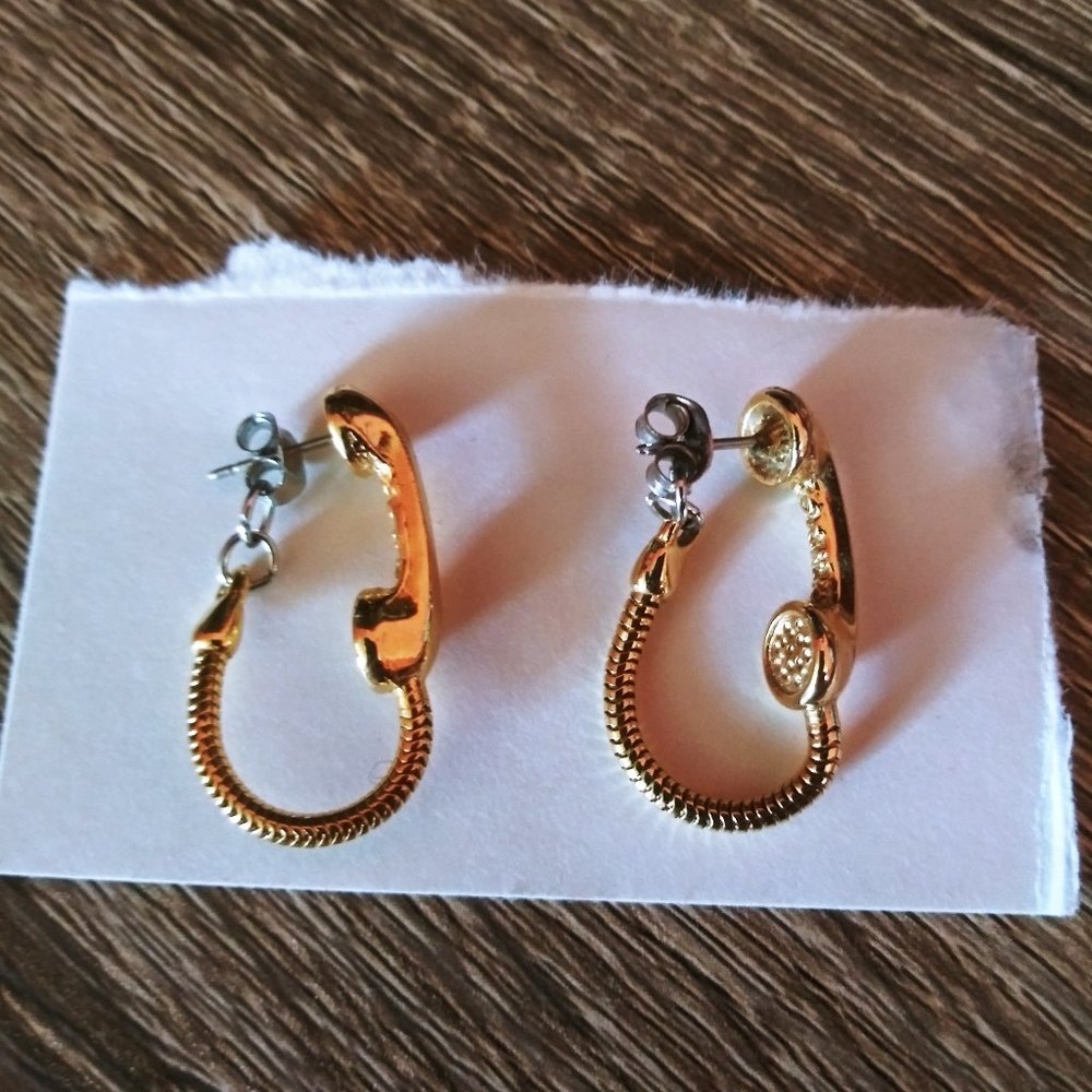 Gold tone RNK vintage phone earrings
